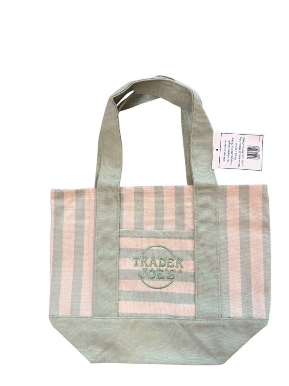 Trader Joe’s Mini Pastel Stripe Canvas Tote Bag Limited Edition Green 2026